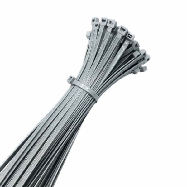 PRECINTO GRIS 380X4,8 MM X100 UNI. NYLON 6.6 DUPONT